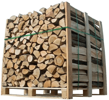 KISTE MIT BRENNHOLZ 50 CM SCHEITE, PALETTE 1,5 STEREO